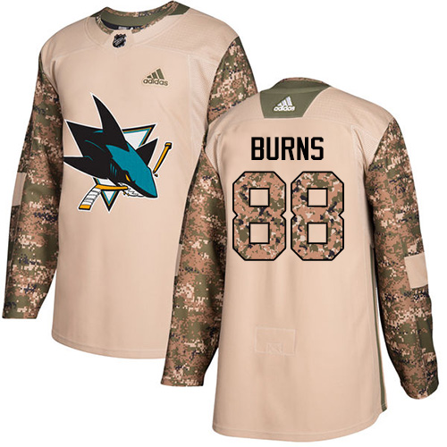 Adidas Sharks #88 Brent Burns Camo Authentic Veterans Day Stitched NHL Jersey - Click Image to Close